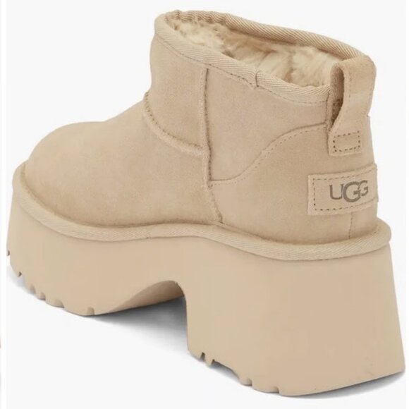 UGG Women’s Classic Ultra Mini New Heights Platform Boots Mustard Seed, Size 11 - Picture 4 of 16